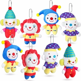 Zomiboo 8 Pack Cute Clown Plush Doll Stuffed Circus Clown Plush Toy Doll Stuffed Doll Keychain for Carnival Birthday Holiday Party Favors Gift Decoration