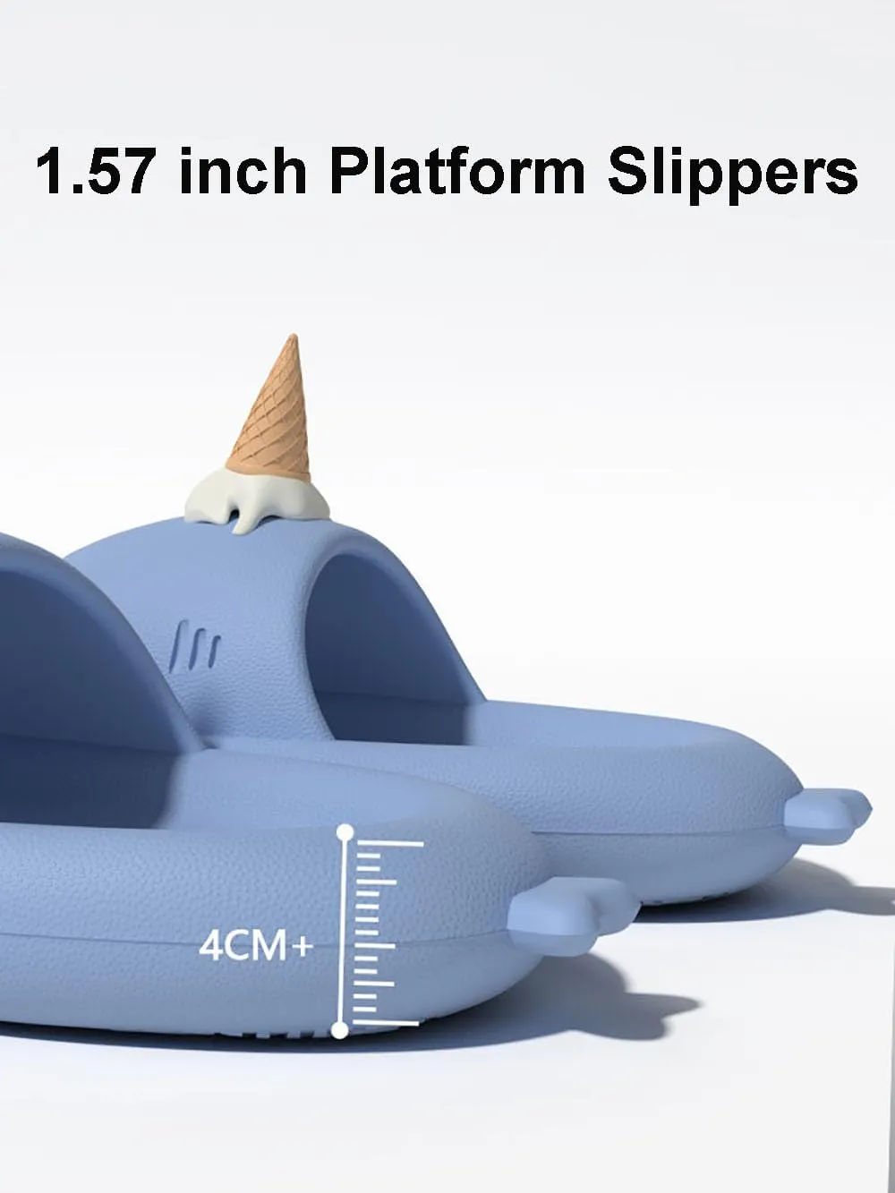 Zureto Shark Slides with 3D Funny Fins, Unisex Cloudy Shark Slippers, Eva Open Toe Shower Pool Beach Shoes