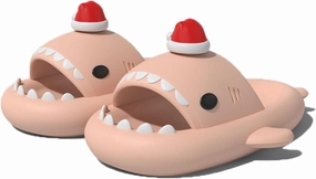Zureto Christmas Edition Shark Slides, Cloud Shark Sandals 3D Cartoon Christmas Shark Slippers for Women Men