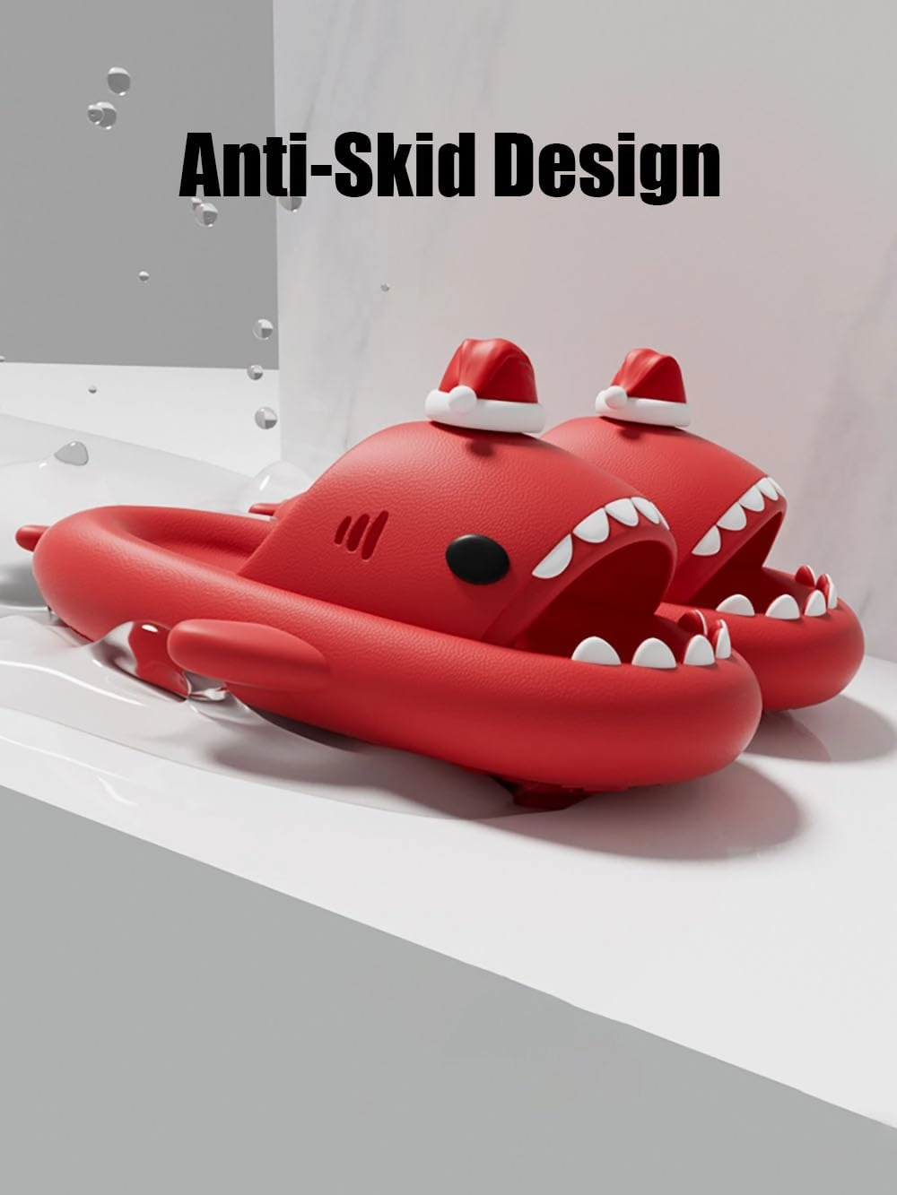 Zureto Christmas Edition Shark Slides, Cloud Shark Sandals 3D Cartoon Christmas Shark Slippers for Women Men