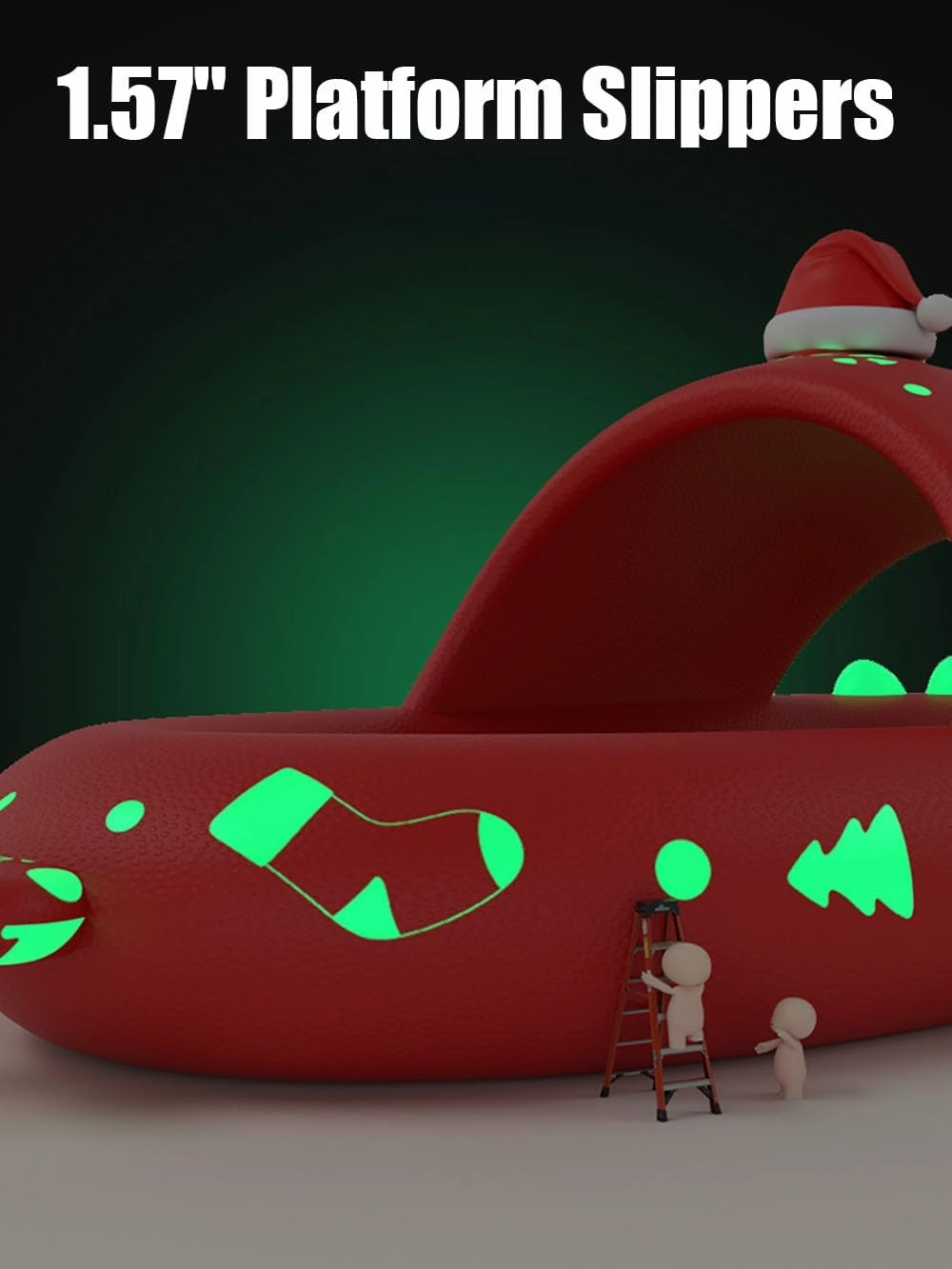Zureto Christmas Edition Shark Slides, Cloud Shark Sandals 3D Cartoon Christmas Shark Slippers for Women Men