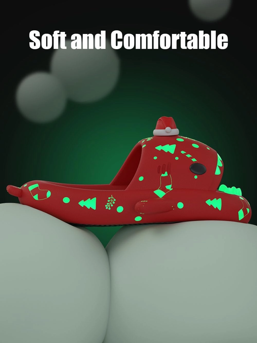 Zureto Christmas Edition Shark Slides, Cloud Shark Sandals 3D Cartoon Christmas Shark Slippers for Women Men