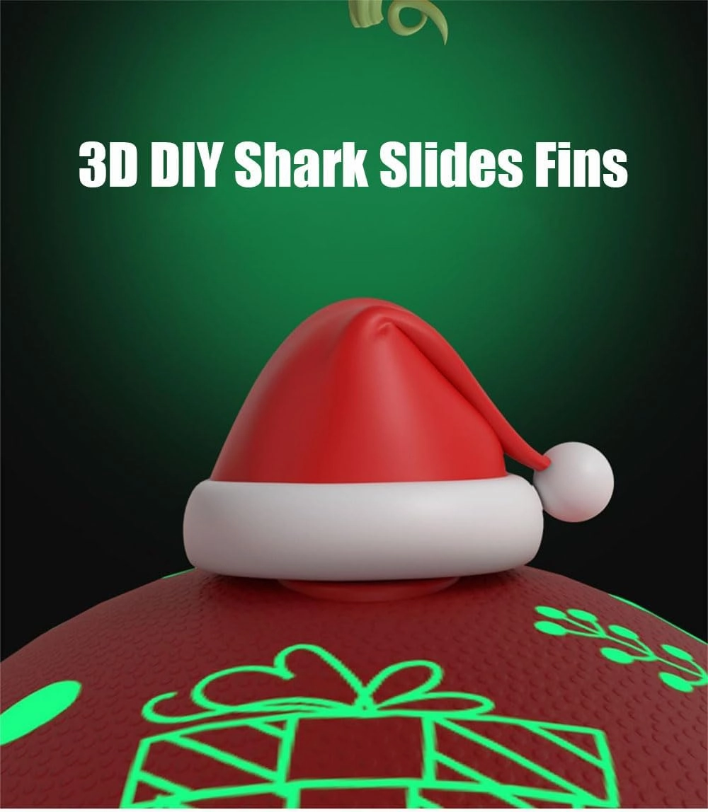 Zureto Christmas Edition Shark Slides, Cloud Shark Sandals 3D Cartoon Christmas Shark Slippers for Women Men